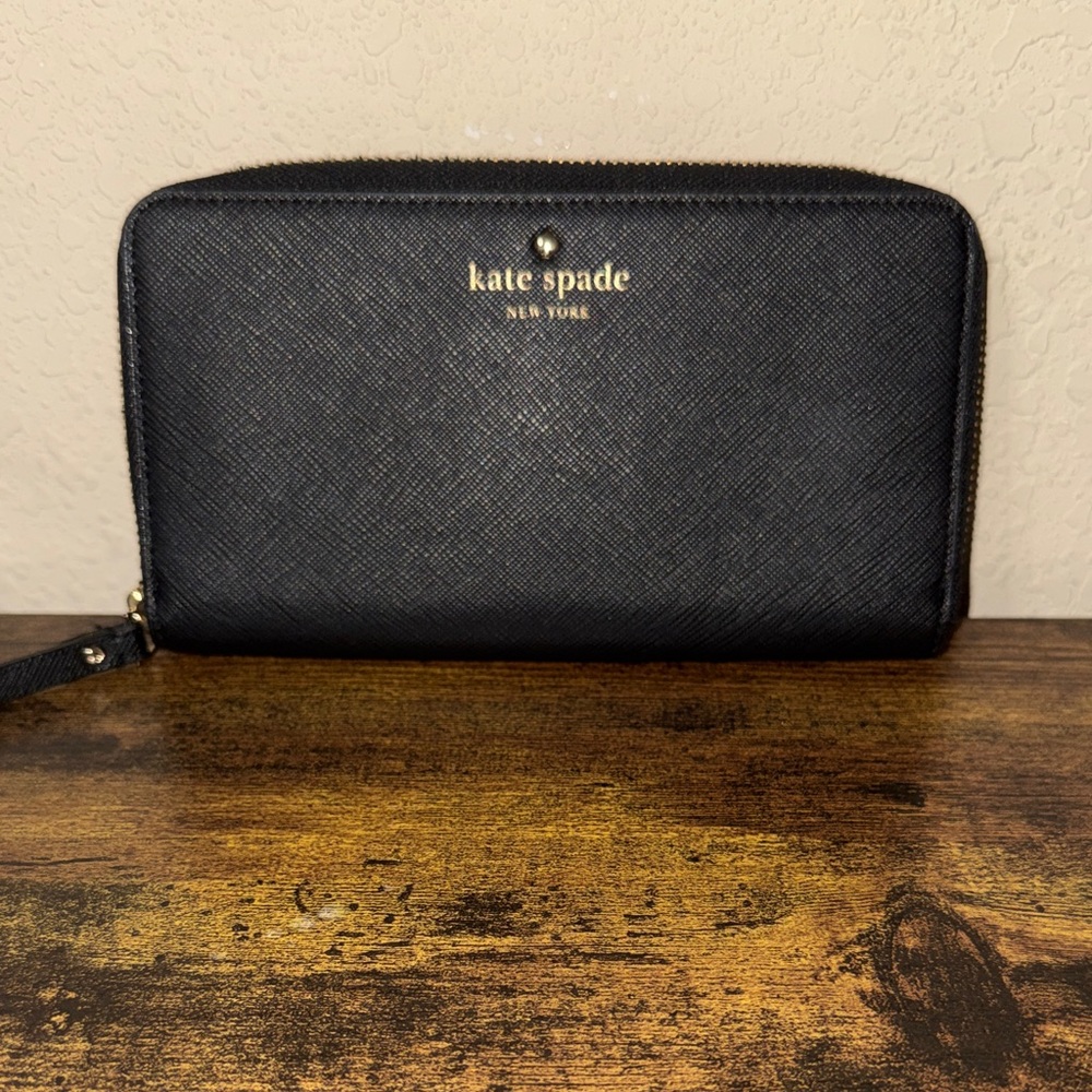 Kate Spade Black Zip-Around Wallet wristlet